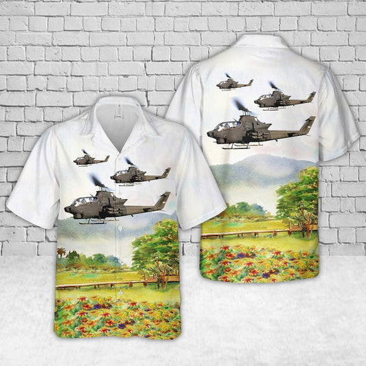 Vietnam Era Bell AH-1 Cobra Helicopter Hawaiian Shirt