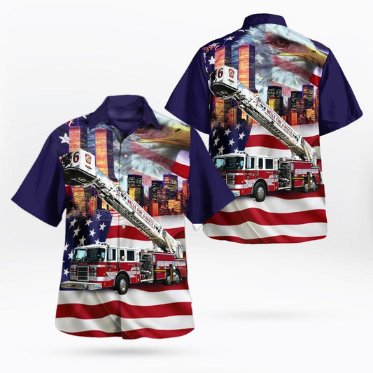 Patriot Day, Never Forget, Wells Maine Fire Department Hawaiian Shirt