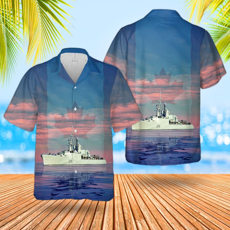 Royal Canadian Navy RCN HMCS Ottawa (DDH 229) St. Laurent-class destroyer Hawaiian Shirt