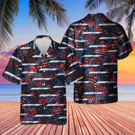 US Airlines 2 Airbus A220-100 4th of July Hawaiian Shirt