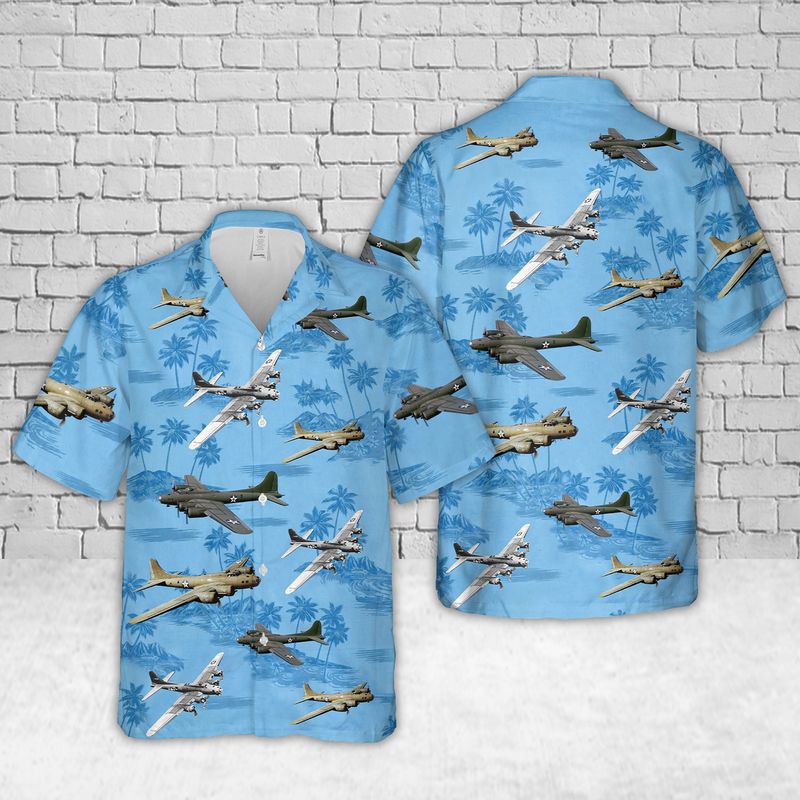 US Air Force Boeing B-17 Flying Fortress In WW2 Hawaiian Shirt