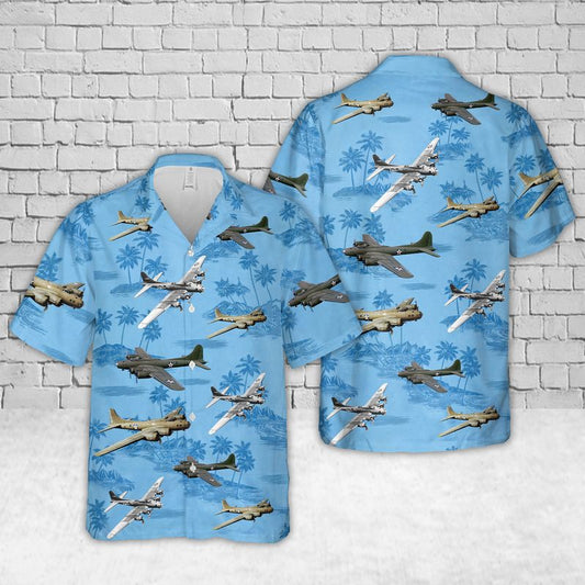 US Air Force Boeing B-17 Flying Fortress In WW2 Hawaiian Shirt