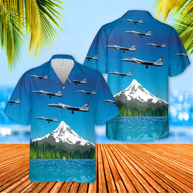 USAF Oregon Air National Guard 114th Fighter Squadron McDonnell Douglas F-15C-21-MC Eagle Hawaiian Shirt