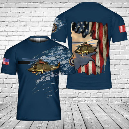Custom Name US Navy Kaman SH-2 Seasprite 3D T-shirt