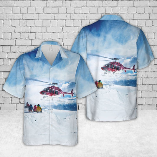 Heliski BELL 407 Helicopter Hawaiian Shirt