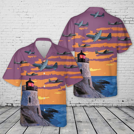 Rhode Island Air National Guard 143d Airlift Squadron Lockheed C-130J-30 Hercules Hawaiian Shirt