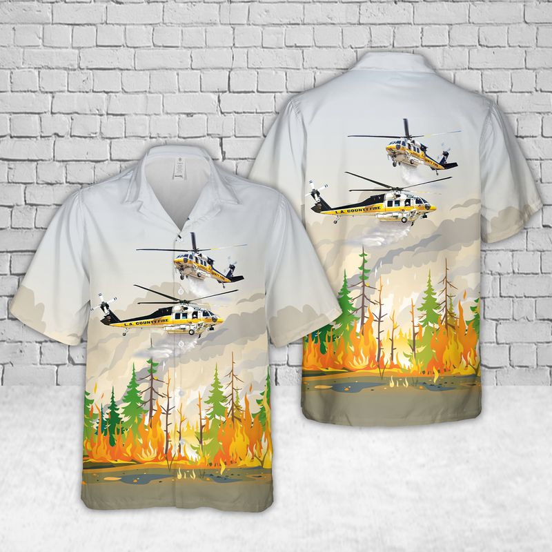 LA County Fire S-70 Firehawk Hawaiian Shirt