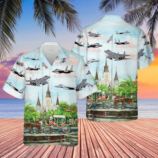 US Air Force Louisiana Air National Guard F-15 Eagle Hawaiian Shirt