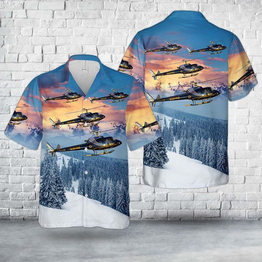 Heliski Eurocopter AS350 B2 Helicopter Hawaiian Shirt