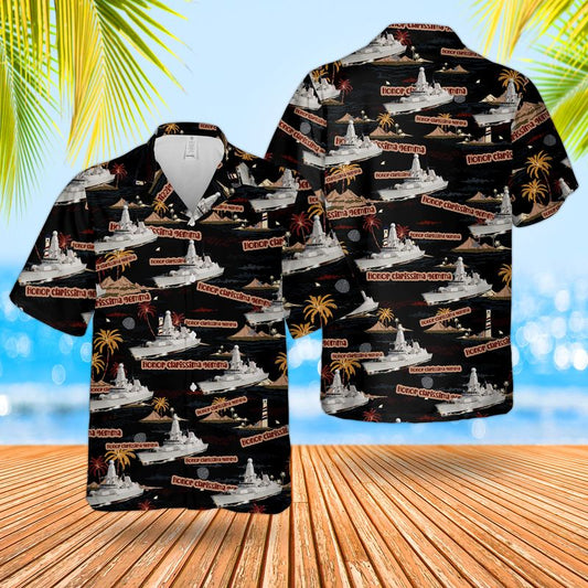 Royal Navy RN HMS Diamond (D34) Type 45 Daring-class Guided missile destroyer Hawaiian Shirt