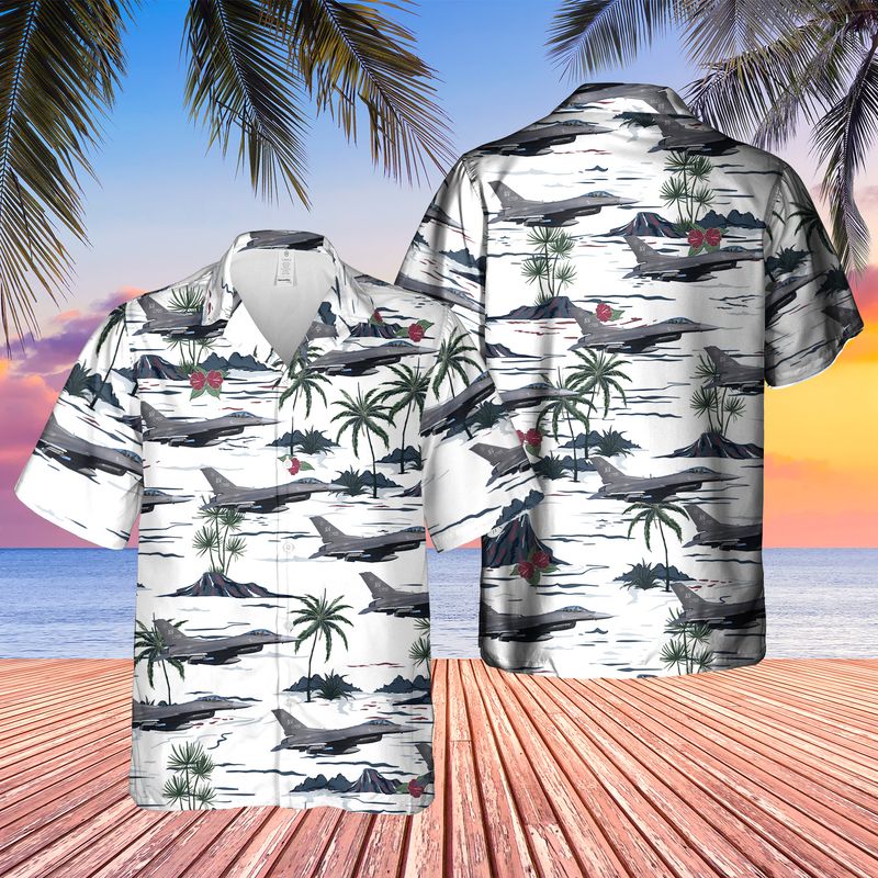 US Air Force Lockheed F-16CM Fighting Falcon Hawaiian Shirt