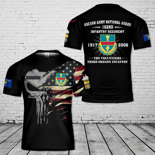 Custom Name US Army Oregon Army National Guard 162nd Infantry Regiment T-Shirt 3D