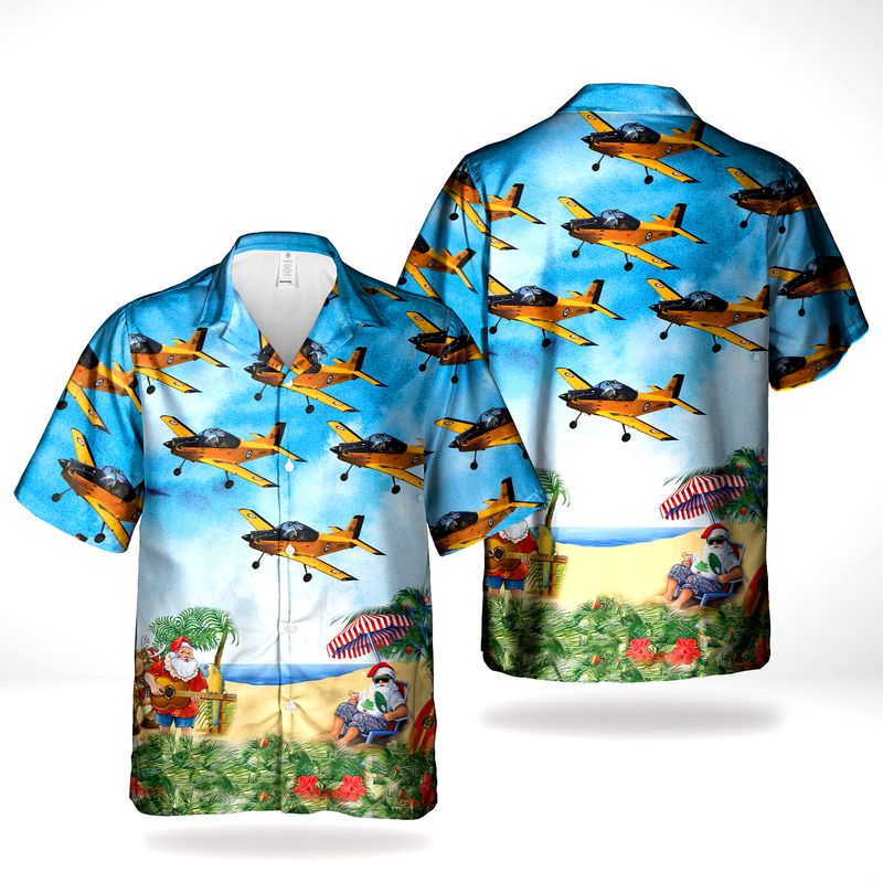 Santa Claus Royal New Zealand Air Force RNZAF Pacific Aerospace CT-4E Airtrainer Hawaiian Shirt