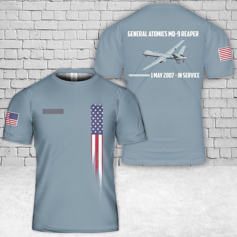 Custom Name U.S. Air Force MQ-9A Reaper T-Shirt 3D