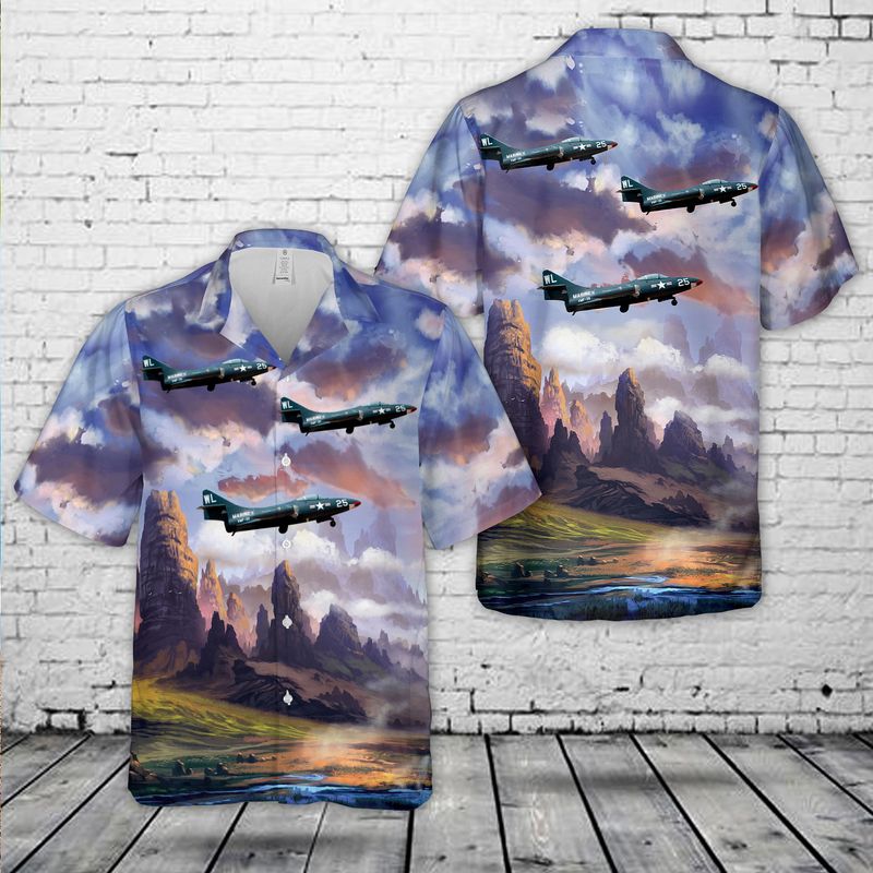 US Marine Corps (USMC) Grumman F9F-5 Panther Hawaiian Shirt