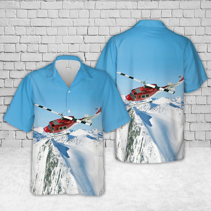 Heliski BELL 212 Helicopter Hawaiian Shirt