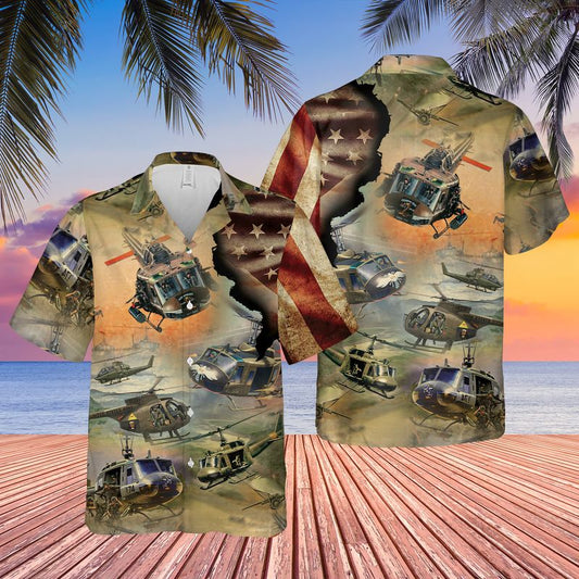 United States Army Huey Helicopter Hawaiian Shirt
