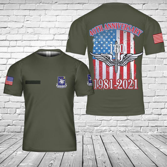 Custom Name US Army 160th Special Operations Aviation Regiment (Airborne) 40th Annivesary 3D T-shirt