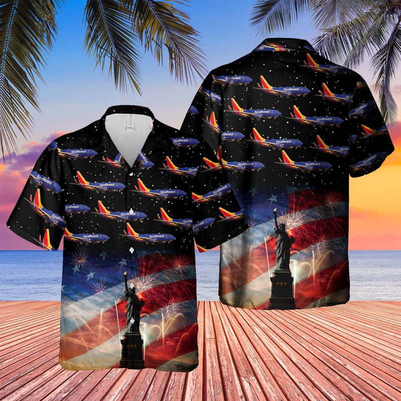 US Airlines 3 Boeing 737-7H4 4th of July Hawaiian Shirt