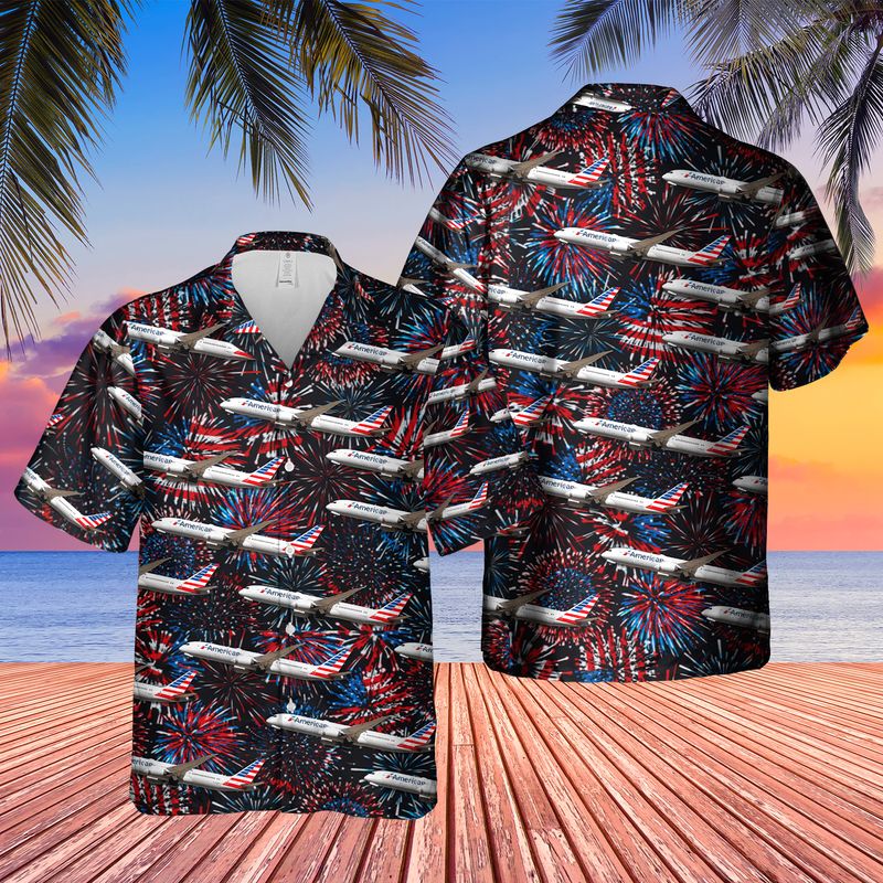 US Airlines Boeing 787-9 Dreamliner 4th of July Hawaiian Shirt