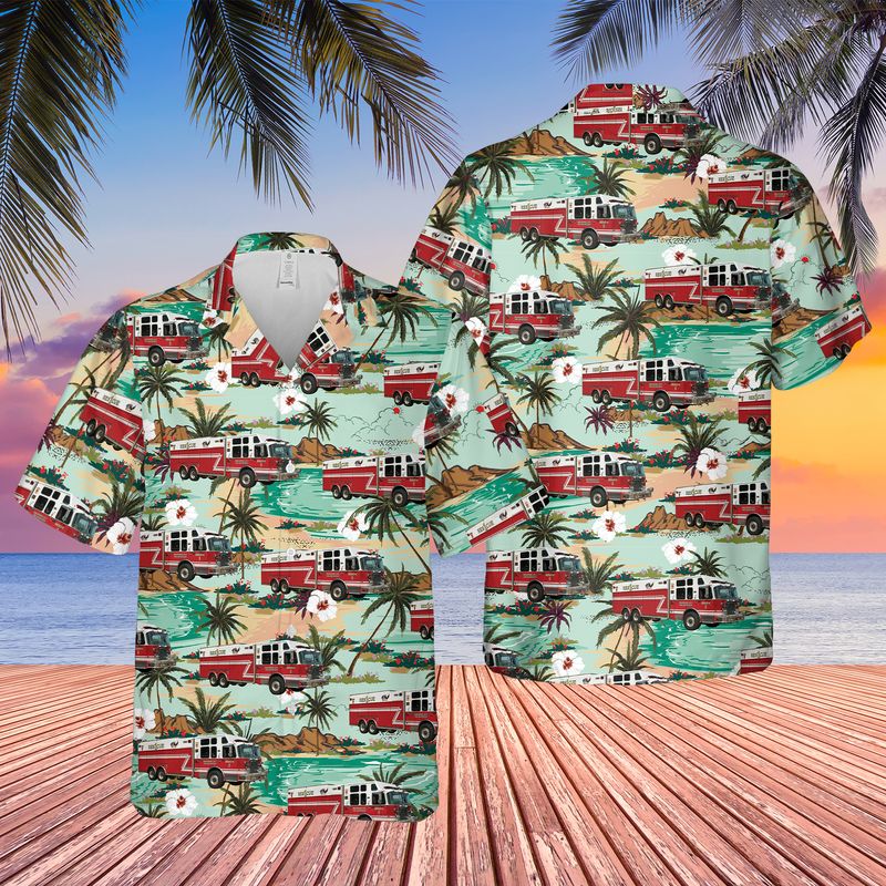 Baltimore City Fire Department Truck Hawaiian Shirt