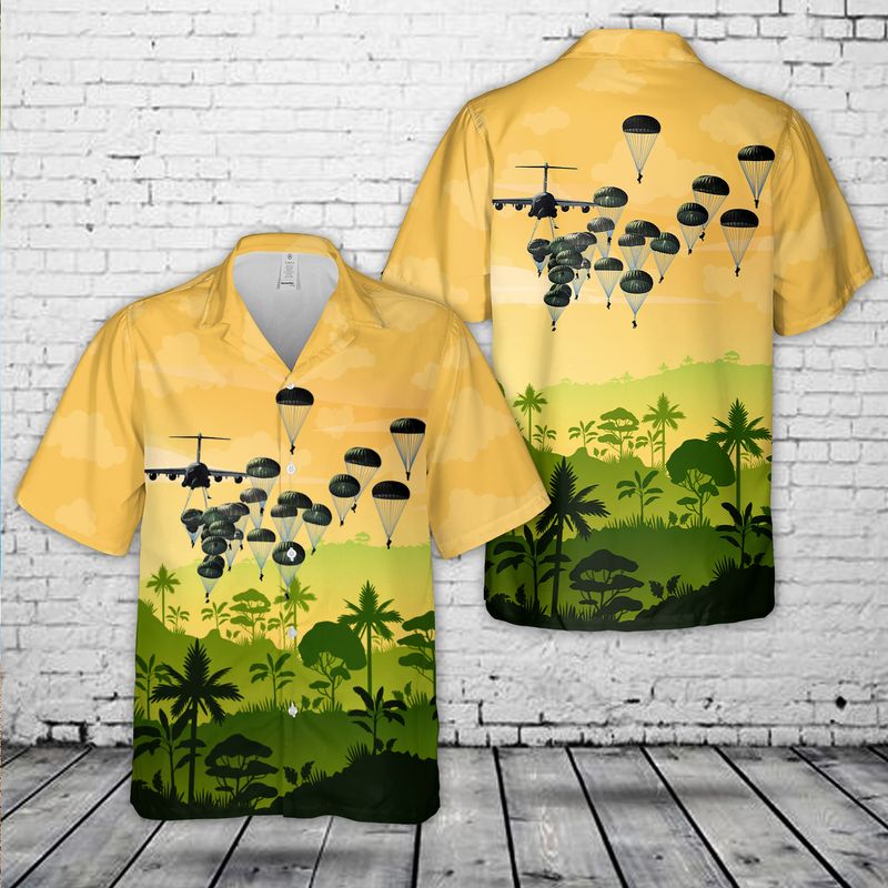 US Army Paratroopers With The 82nd Airborne Division Parachute Hawaiian Shirt