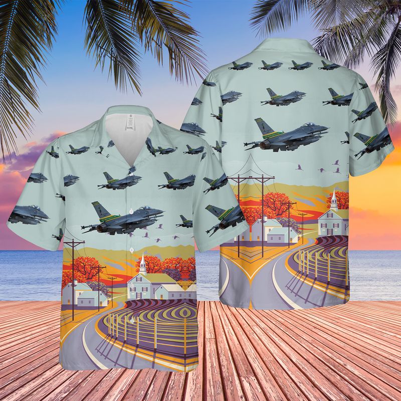 USAF Vermont Air National Guard 134th Fighter Squadron F-16 Fighting Falcon Hawaiian Shirt