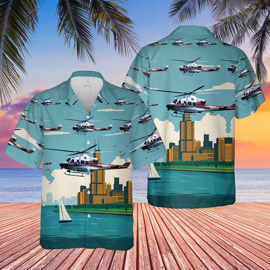 Chicago Fire Department Bell 412EP Hawaiian Shirt