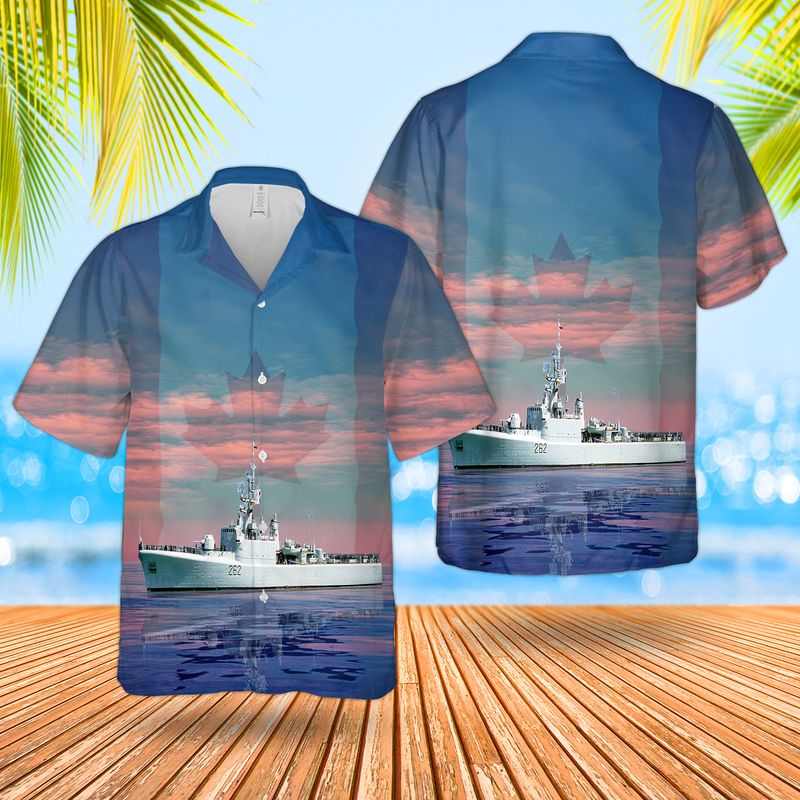 Royal Canadian Navy RCN HMCS Saskatchewan (DDE 262) Mackenzie-class destroyer Hawaiian Shirt