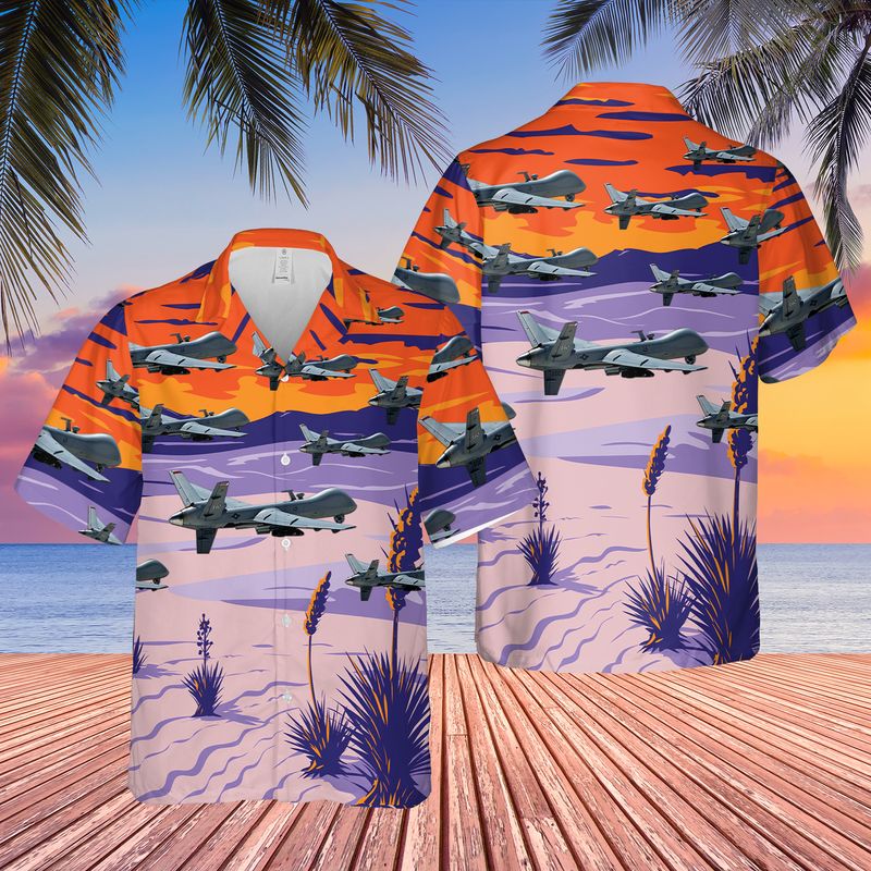 US Air Force 29th Attack Squadron 49th Wing General Atomics MQ-9 Reaper Hawaiian Shirt