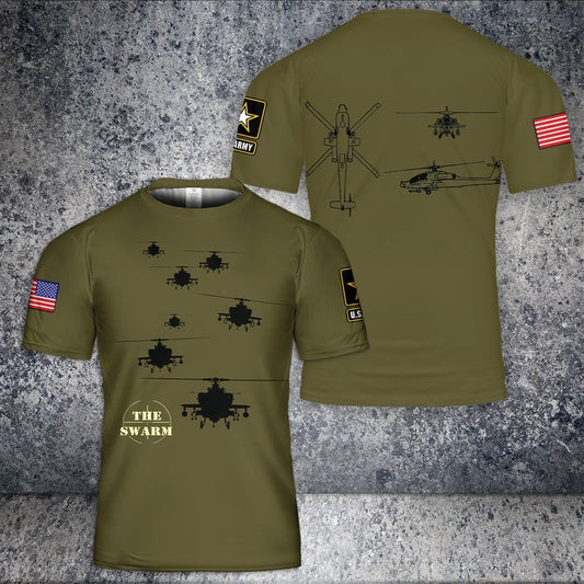 US Army Apache AH-64 Attack Helicopter 3D T-shirt