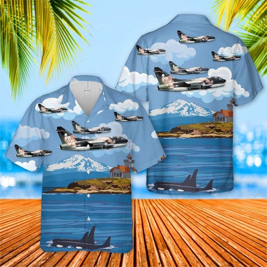 USAF Puerto Rico Air National Guard 198th Tactical Fighter Squadron A-7D Corsair II Hawaiian Shirt