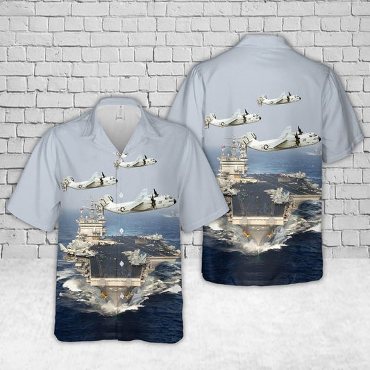 US Navy USS Enterprise (CVN-65) And C-2A Greyhound Of VRC-50 Hawaiian Shirt