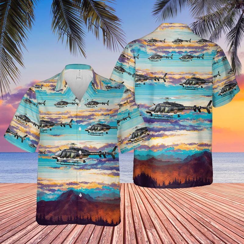 Pennsylvania State Police Bell 407GX Helicopter Hawaiian Shirt