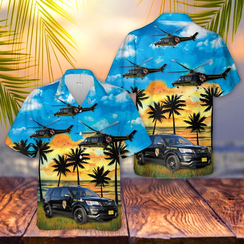 Maryland State Police Vehicles Hawaiian Shirt