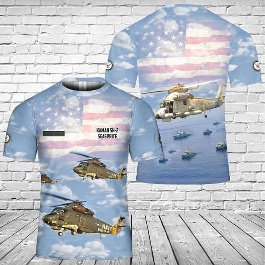 Custom Name US Navy Kaman SH-2 Seasprite T-Shirt 3D