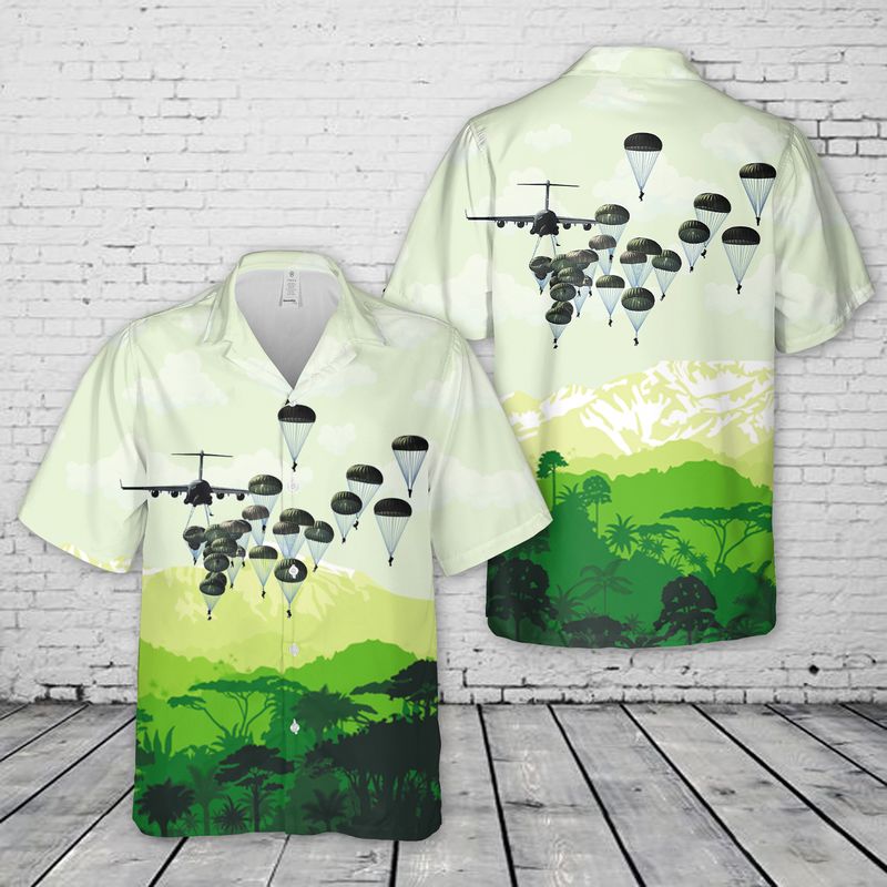 US Army Paratroopers With The 82nd Airborne Division Parachute Hawaiian Shirt