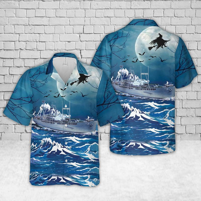 US Navy U.S.S. TIDEWATER (AD-31) Halloween Hawaiian Shirt