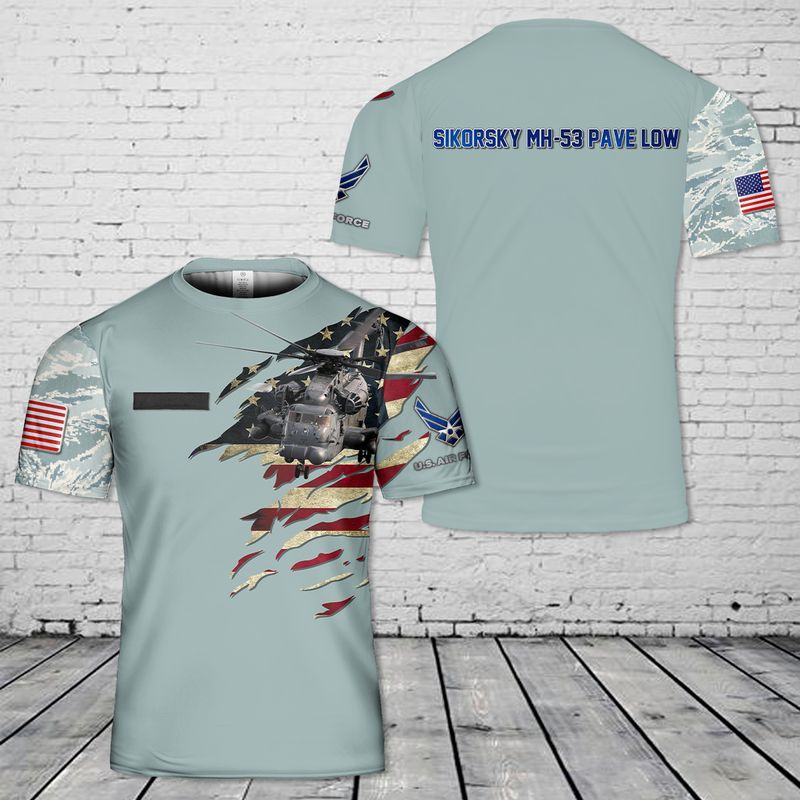 Custom Name US Air Force Sikorsky MH-53 Pave Low T-Shirt 3D