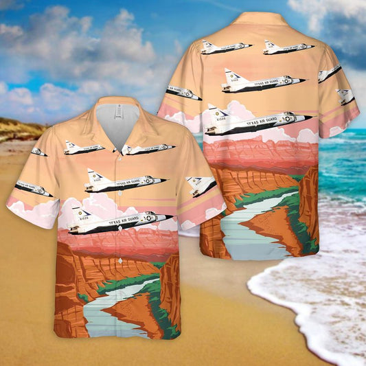 USAF Texas Air National Guard 111th Fighter Interceptor Squadron Convair F-102A-55-CO Delta Dagger Hawaiian Shirt