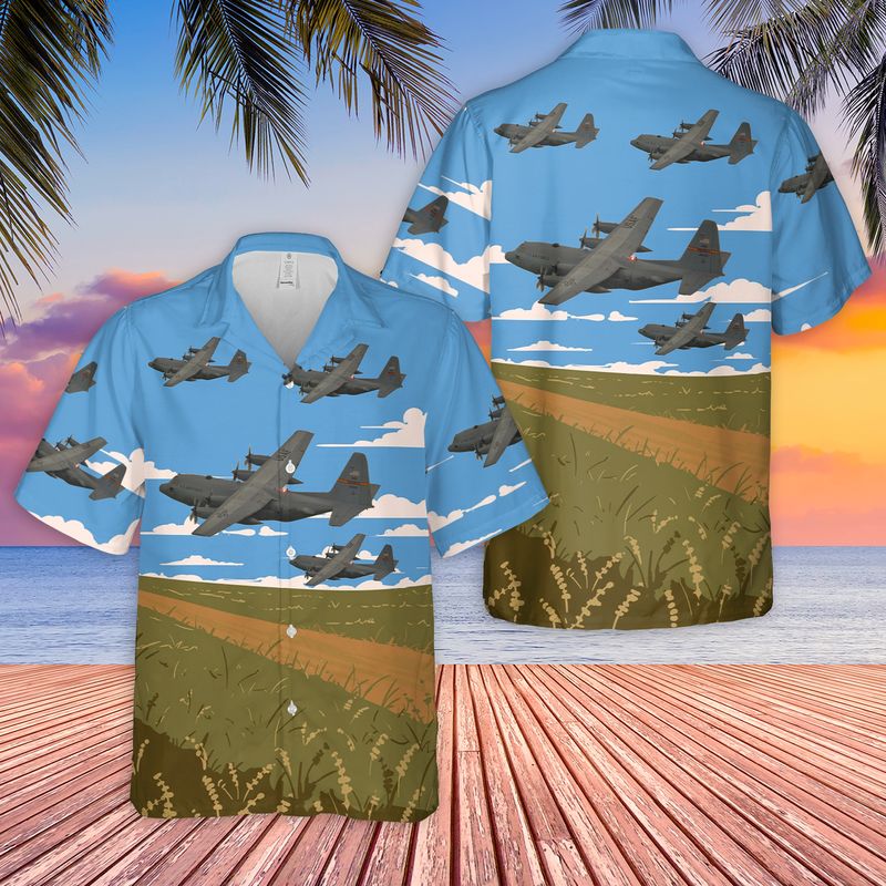 USAF 182nd Airlift Wing Illinois Air National Guard C-130 H3 Hercules Hawaiian Shirt