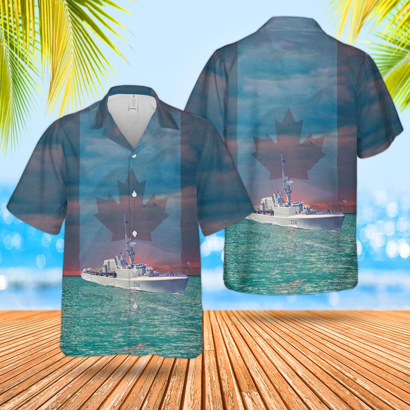 Royal Canadian Navy RCN HMCS Assiniboine (DDH 234) St. Laurent-class Destroyer escort Hawaiian Shirt