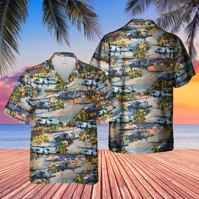 US Navy MH-60 Seahawk Helicopter Hawaiian Shirt