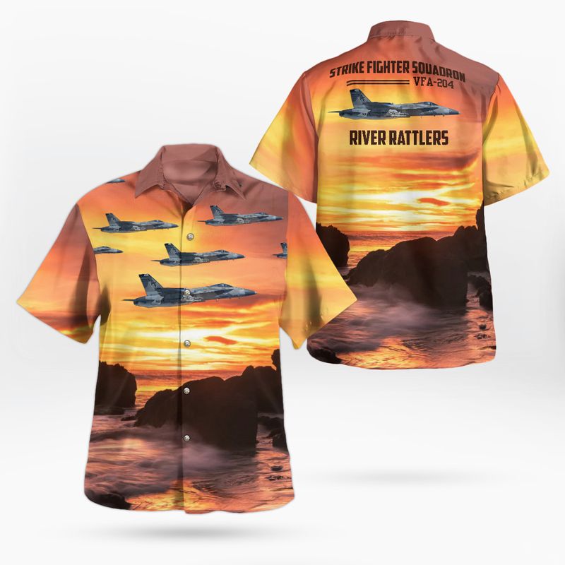 US Navy Strike Fighter Squadron 204 (VFA-204) River Rattlers F/A-18C/D Hornet Hawaiian Shirt