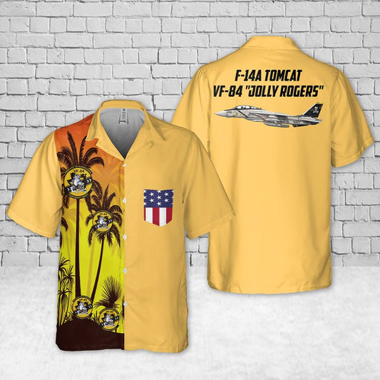 US Navy F-14A Tomcat Of VF-84 "Jolly Rogers" Pocket Hawaiian Shirt