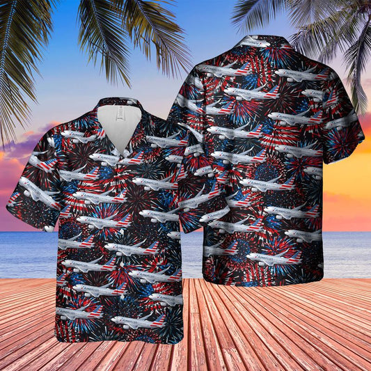 US Airlines Airbus A319-115 4th of July Hawaiian Shirt