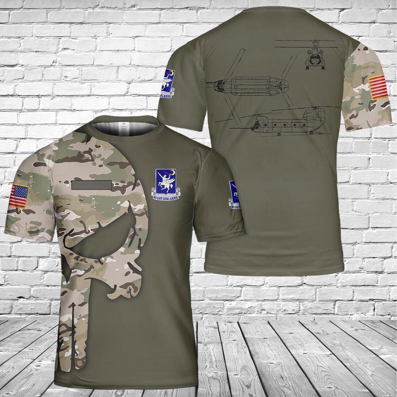 Custom Name US Army MH-47G 3D T-Shirt