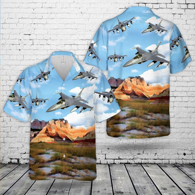 South Dakota Air National Guard General Dynamics F-16 Fighting Falcon Hawaiian Shirt