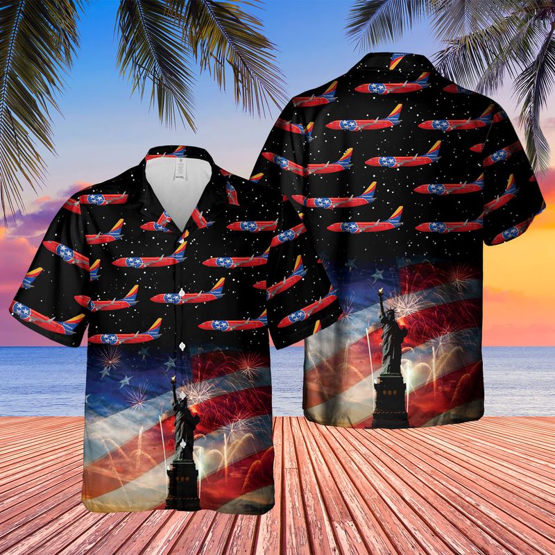 US Airlines 3 Tennessee Boeing 737-7H4 4th of July Hawaiian Shirt