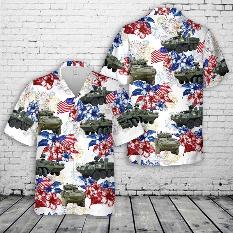 US Army Stryker Tank Flag Hawaiian Shirt